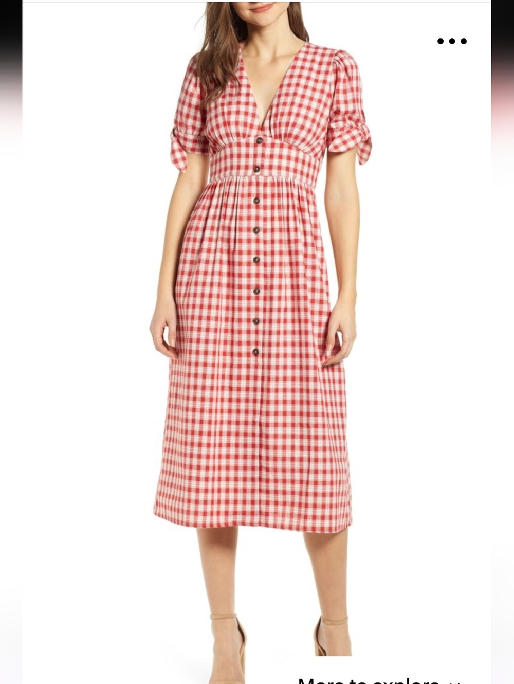 Moon River Red and White Gingham Midi Dress